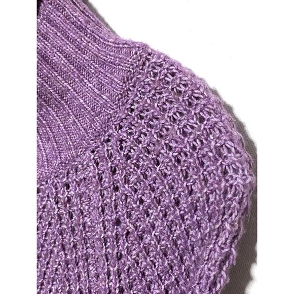 American Eagle Purple Oversized Mock Neck Sweater Womens M Open Knit Cozy Boho - Picture 4 of 7